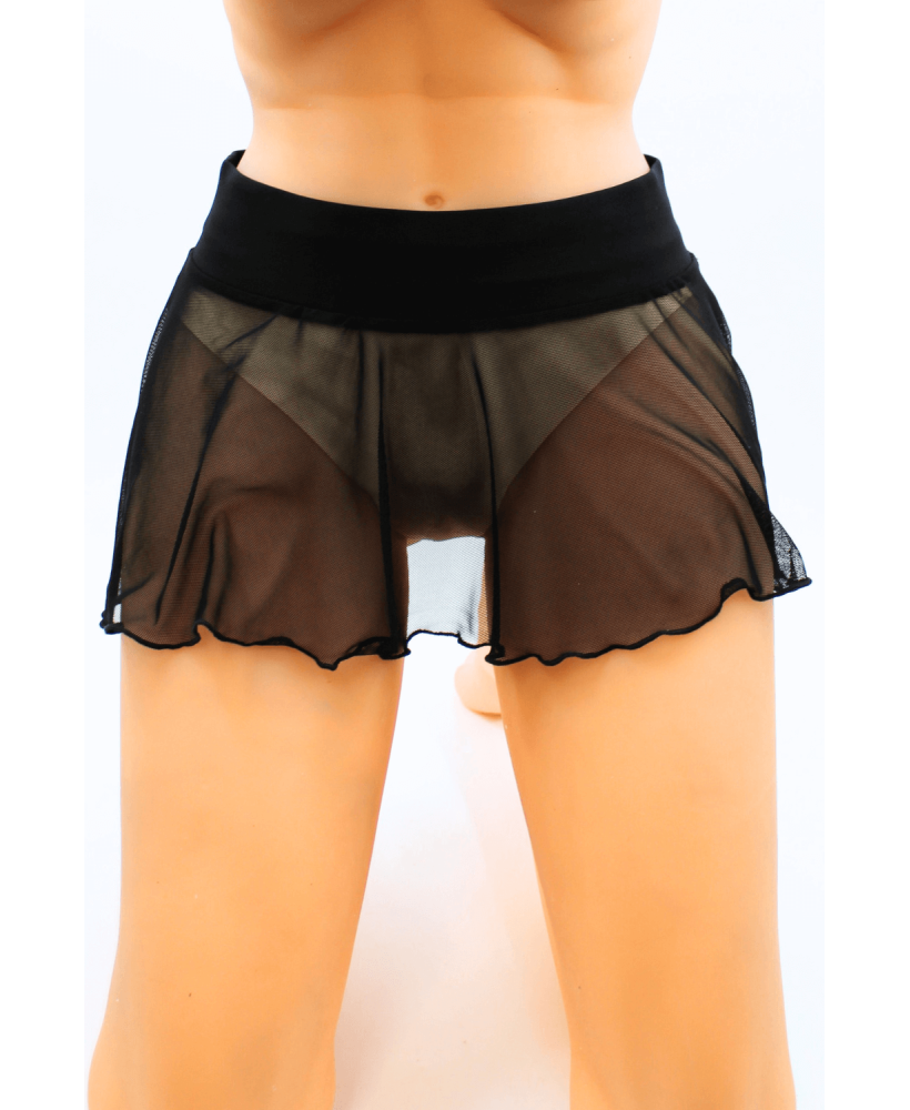 Mini jupe noire en résille transparente Stella 